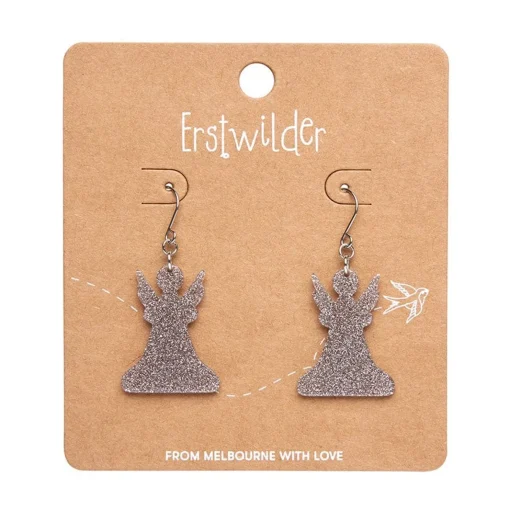 Erstwilder Angel Glitter Drop Earrings - Silver* Essential Earrings