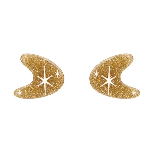 Erstwilder Atomic Boomerang Glitter Stud Earrings - Gold* Essential Earrings
