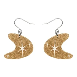 Erstwilder Atomic Boomerang Glitter Drop Earrings - Gold* Essential Earrings