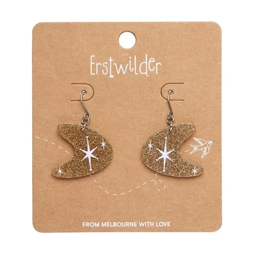 Erstwilder Atomic Boomerang Glitter Drop Earrings - Gold* Essential Earrings