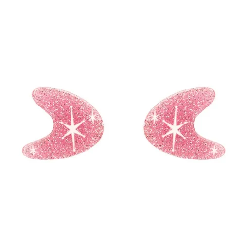 Erstwilder Atomic Boomerang Glitter Stud Earrings - Pink* Essential Earrings