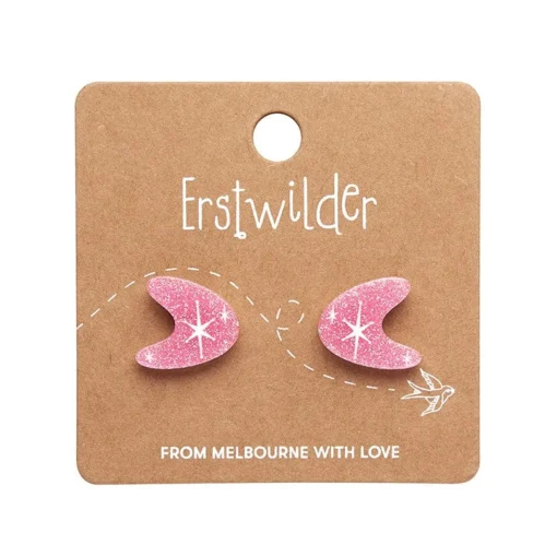 Erstwilder Atomic Boomerang Glitter Stud Earrings - Pink* Essential Earrings