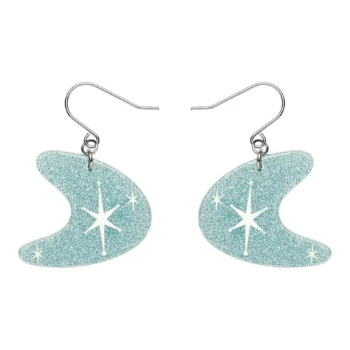 Erstwilder Atomic Boomerang Glitter Drop Earrings - Blue* Essential Earrings