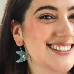 Erstwilder Atomic Boomerang Glitter Drop Earrings - Blue* Essential Earrings