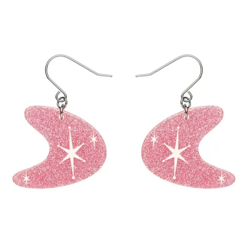 Erstwilder Atomic Boomerang Glitter Drop Earrings - Pink* Essential Earrings