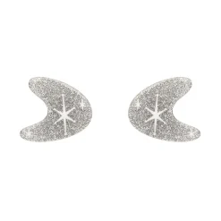 Erstwilder Atomic Boomerang Glitter Stud Earrings - Silver* Essential Earrings