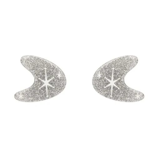 Erstwilder Atomic Boomerang Glitter Stud Earrings - Silver* Essential Earrings