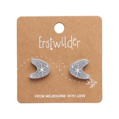 Erstwilder Atomic Boomerang Glitter Stud Earrings - Silver* Essential Earrings