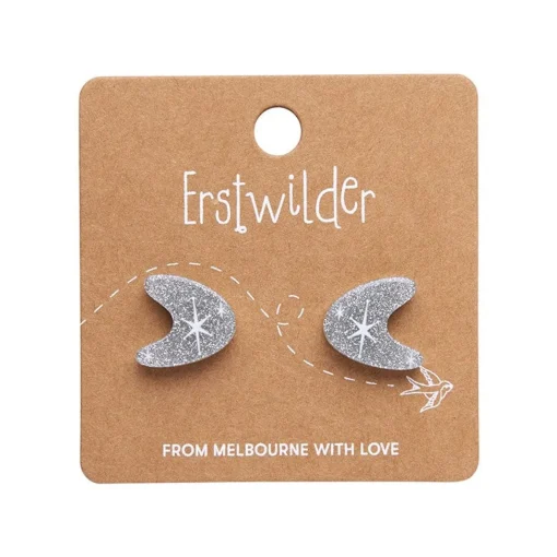 Erstwilder Atomic Boomerang Glitter Stud Earrings - Silver* Essential Earrings