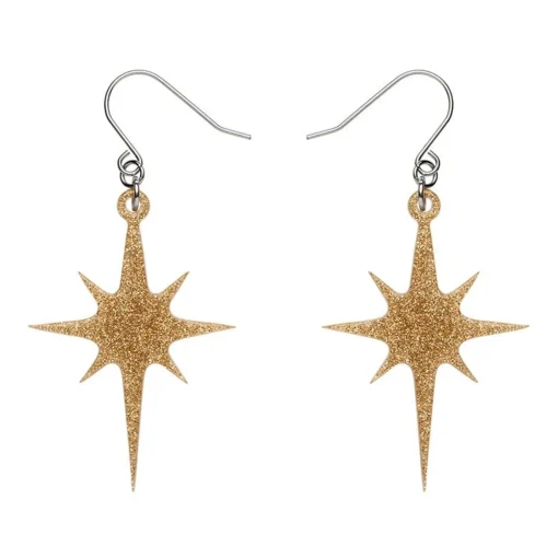 Erstwilder Atomic Star Glitter Drop Earring - Gold* Essential Earrings