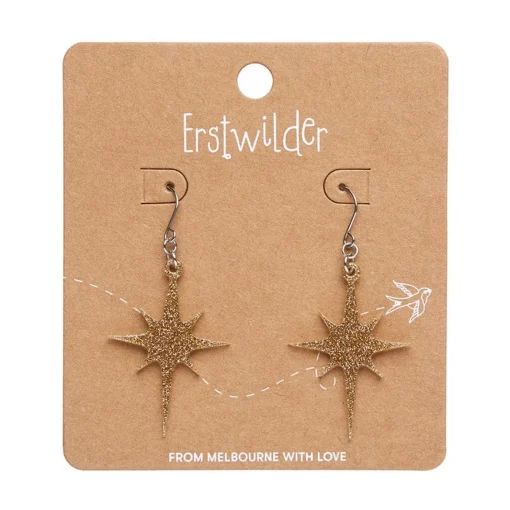 Erstwilder Atomic Star Glitter Drop Earring - Gold* Essential Earrings