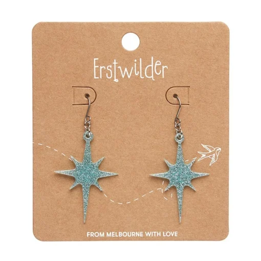 Erstwilder Atomic Star Glitter Drop Earring - Blue* Essential Earrings