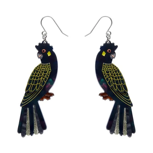 Erstwilder Bella The Black Cockatoo Drop Earrings* Earrings