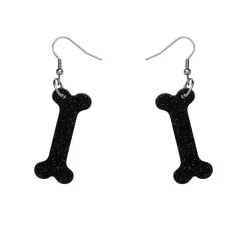Erstwilder Bones Glitter Resin Drop Earrings - Black* Essential Earrings