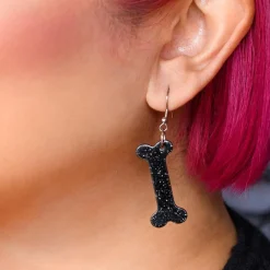Erstwilder Bones Glitter Resin Drop Earrings - Black* Essential Earrings