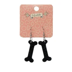 Erstwilder Bones Glitter Resin Drop Earrings - Black* Essential Earrings
