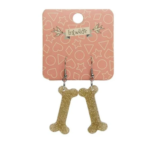 Erstwilder Bones Glitter Resin Drop Earrings - Gold* Essential Earrings