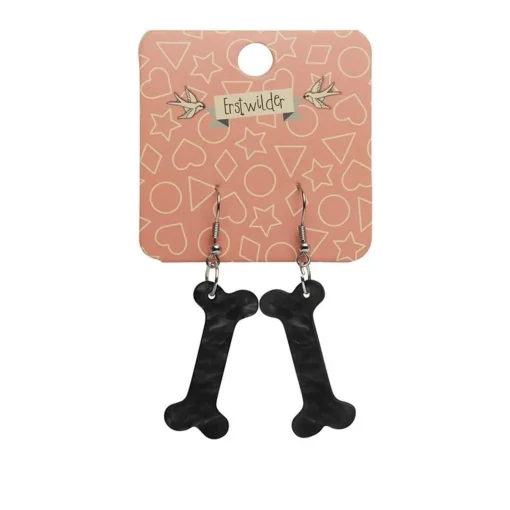 Erstwilder Bones Ripple Resin Drop Earrings - Black* Essential Earrings