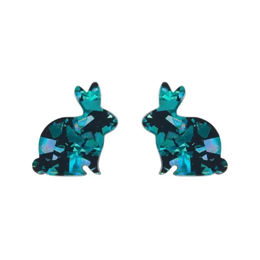 Erstwilder Bunny Chunky Glitter Resin Stud Earrings - Green* Essential Earrings