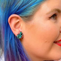 Erstwilder Bunny Chunky Glitter Resin Stud Earrings - Green* Essential Earrings