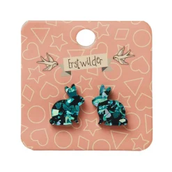 Erstwilder Bunny Chunky Glitter Resin Stud Earrings - Green* Essential Earrings