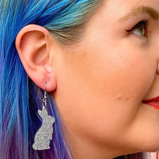 Erstwilder Bunny Glitter Resin Drop Earrings - Silver* Essential Earrings