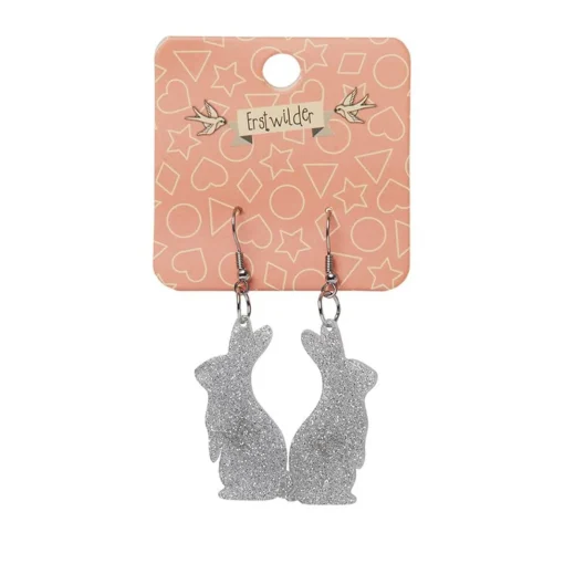 Erstwilder Bunny Glitter Resin Drop Earrings - Silver* Essential Earrings