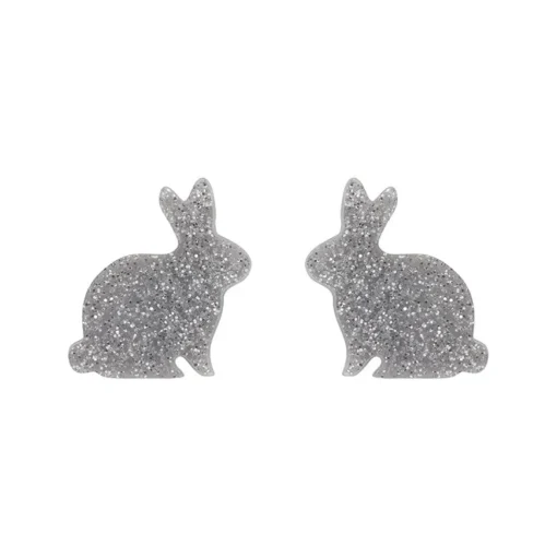 Erstwilder Bunny Glitter Resin Stud Earrings - Silver* Essential Earrings
