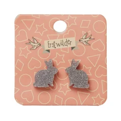 Erstwilder Bunny Glitter Resin Stud Earrings - Silver* Essential Earrings