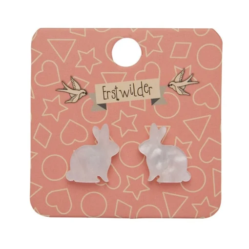 Erstwilder Bunny Ripple Resin Stud Earrings - White* Essential Earrings