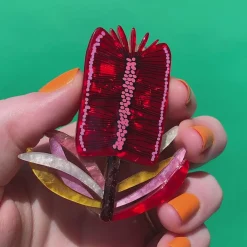 Erstwilder Burgundy Brush Brooch* Brooches