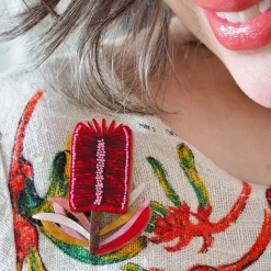 Erstwilder Burgundy Brush Brooch* Brooches