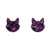 Erstwilder Cat Head Chunky Glitter Resin Stud Earrings - Purple* Essential Earrings