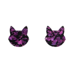 Erstwilder Cat Head Chunky Glitter Resin Stud Earrings - Purple* Essential Earrings