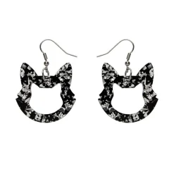 Erstwilder Cat Head Chunky Glitter Resin Drop Earrings - Silver* Essential Earrings
