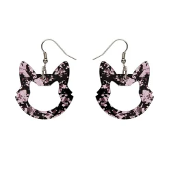 Erstwilder Cat Head Chunky Glitter Resin Drop Earrings - Pink* Essential Earrings