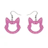 Erstwilder Cat Head Glitter Resin Drop Earrings - Pink* Essential Earrings