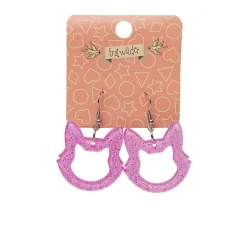Erstwilder Cat Head Glitter Resin Drop Earrings - Pink* Essential Earrings