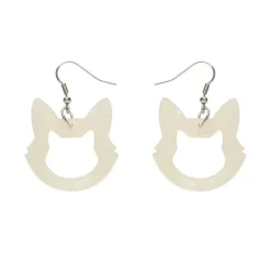 Erstwilder Cat Head Glitter Resin Drop Earrings - White* Essential Earrings