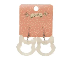 Erstwilder Cat Head Glitter Resin Drop Earrings - White* Essential Earrings