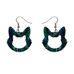 Erstwilder Cat Head Lava Resin Drop Earrings - Green* Essential Earrings