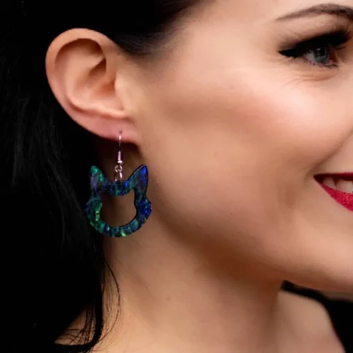 Erstwilder Cat Head Lava Resin Drop Earrings - Green* Essential Earrings