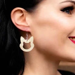 Erstwilder Cat Head Ripple Resin Drop Earrings - White* Essential Earrings