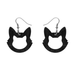 Erstwilder Cat Head Ripple Resin Drop Earrings - Black* Essential Earrings