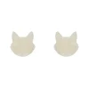 Erstwilder Cat Head Ripple Resin Stud Earrings - White* Essential Earrings