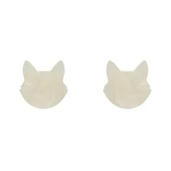 Erstwilder Cat Head Ripple Resin Stud Earrings - White* Essential Earrings