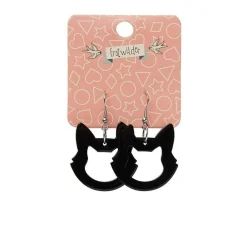 Erstwilder Cat Head Solid Resin Drop Earrings - Black* Essential Earrings