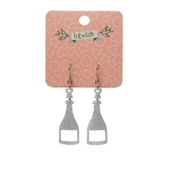 Erstwilder Champagne Glitter Drop Earrings - Silver* Essential Earrings
