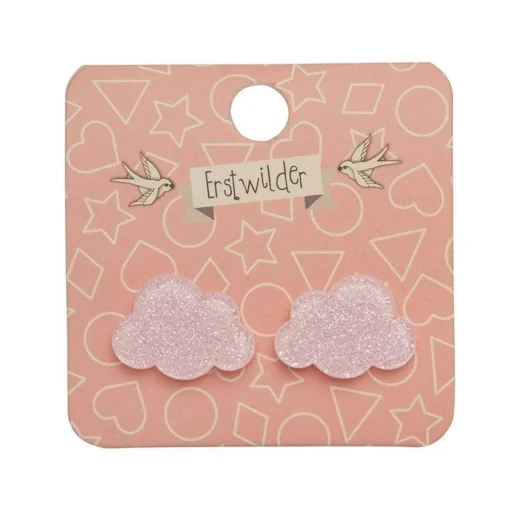 Erstwilder Cloud Glitter Resin Stud Earrings - Pink* Essential Earrings