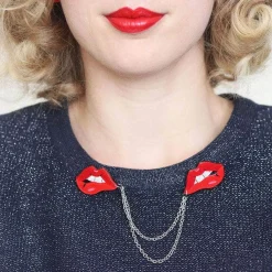 Erstwilder Double Feature Lips Double Brooch* Brooches